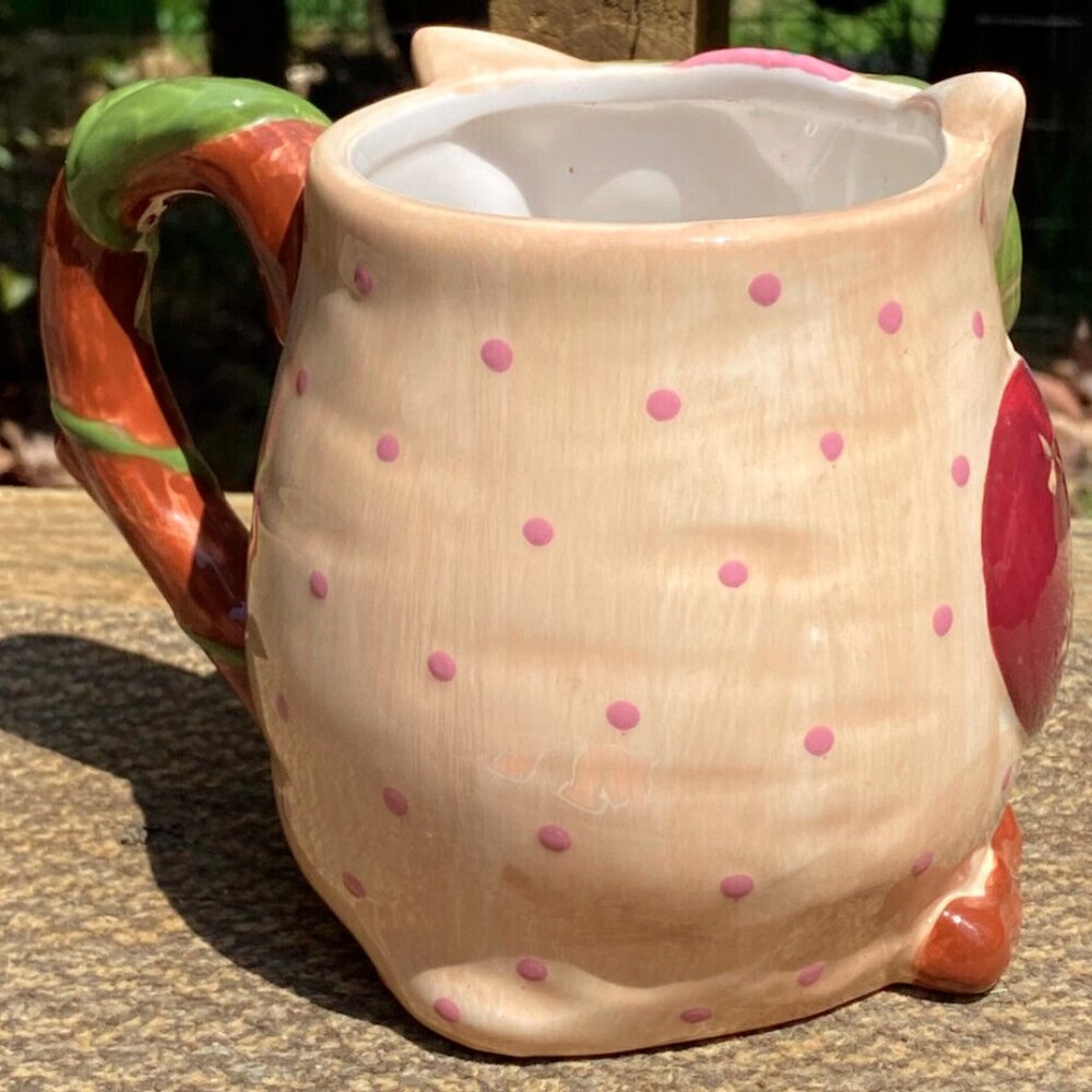 Pier One Imports Olli the Owl Bright Coffee Mug Hand Painted Dolomite Oversized - Picture 3 of 12